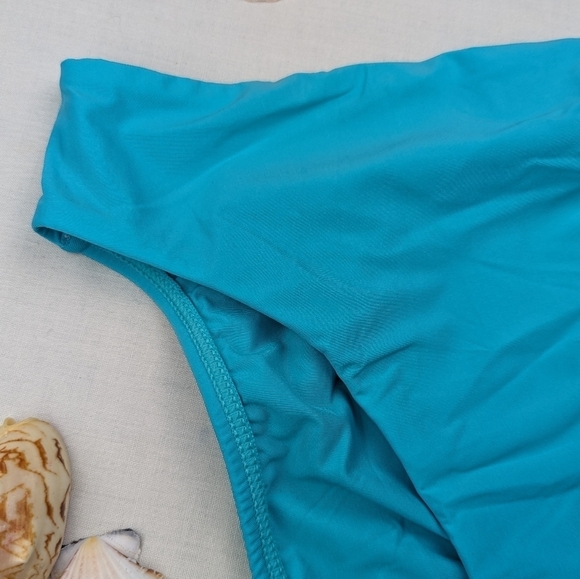 PilyQ Saltwater Hillary High Waist Full Blue Bikini Bottom - Picture 2 of 7